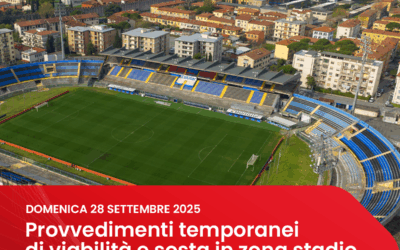 DOMANICA 28 SETTEMBRE 2025 – PROVVEDIMENTI TEMPORANEI DI VIABILITA’ E SOSTA IN ZONA STADIO IN OCCASIONE DELLA PARTITA DI CALCIO PISA – FIORENTINA